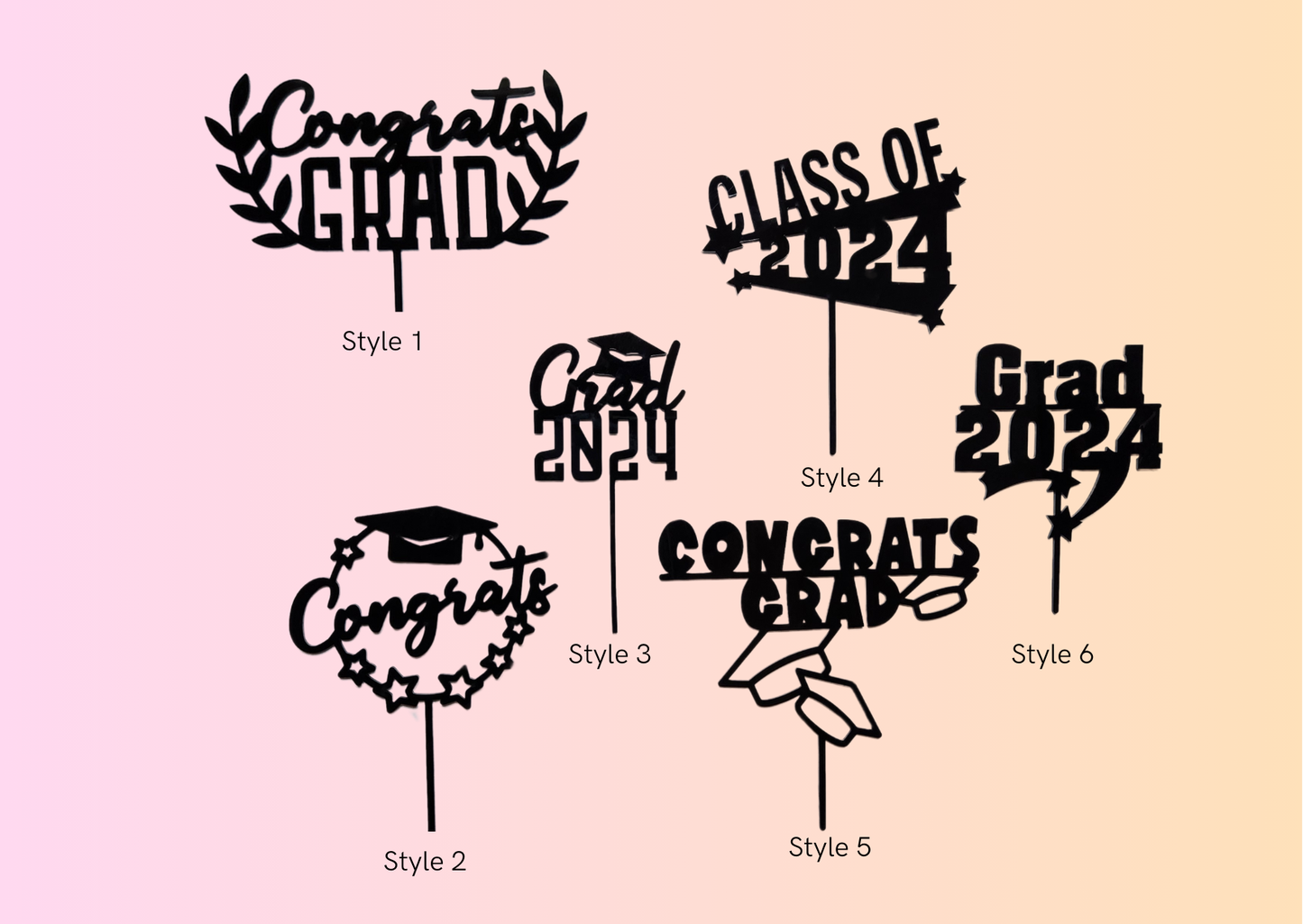 Acrylic Graduation Toppers (7 STYLES)