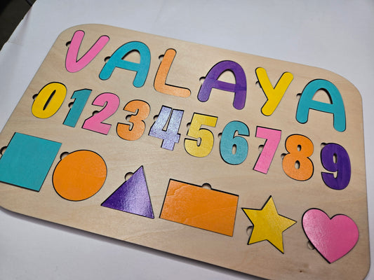 Custom Name Puzzle with Shapes & Numbers