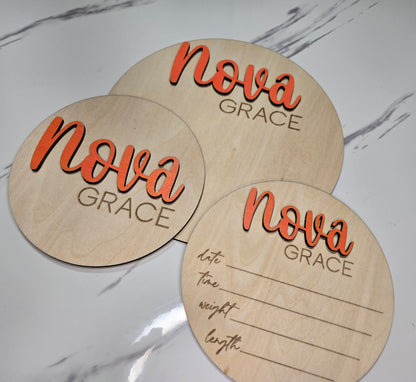 Wooden Baby Birth Announcements and Nursery Sign