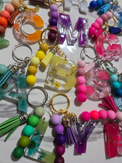 Resin Initial Bag Charm / Keychain