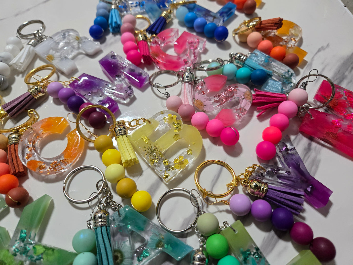 Resin Initial Bag Charm / Keychain