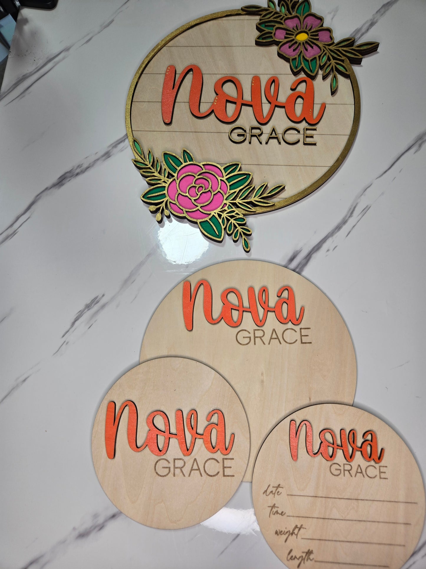 Wooden Baby Birth Announcements and Nursery Sign