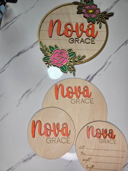 Wooden Baby Birth Announcements and Nursery Sign